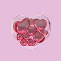 3D rendering glass jar with a heart on podium display for valentine day