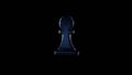 3d rendering glass symbol of chess pawn isolated on black with reflection