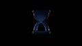 3d rendering glass symbol of hourglass start isolated on black with reflection