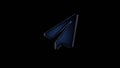 3d rendering glass symbol of paper plane isolated on black with reflection
