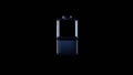3d rendering glass vertical symbol of half charged battery isolated on black with reflection