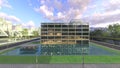 3D rendering of the glass wall buildings Royalty Free Stock Photo