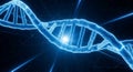3D rendering of a glowing blue DNA double helix structure with abstract light effects genetics biology Royalty Free Stock Photo