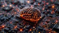 A 3D rendering of a glowing brain on a circuit board Royalty Free Stock Photo