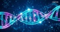 3D Rendering of a Glowing DNA Double Helix Molecule in a Cosmic Blue Background genetics Royalty Free Stock Photo