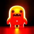 3D rendering of a glowing monster isolated on a black background. Generative AI