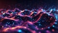 3d rendering of glowing particles in empty space. Futuristic background with depth of field and bokeh effect. 3d render Royalty Free Stock Photo