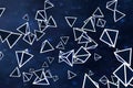 3d rendering, glowing triangle cube with dark background Royalty Free Stock Photo