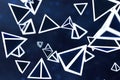 3d rendering, glowing triangle cube with dark background Royalty Free Stock Photo