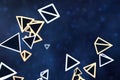 3d rendering, glowing triangle cube with dark background Royalty Free Stock Photo