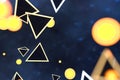 3d rendering, glowing triangle cube with dark background Royalty Free Stock Photo
