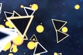 3d rendering, glowing triangle cube with dark background Royalty Free Stock Photo