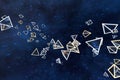 3d rendering, glowing triangle cube with dark background Royalty Free Stock Photo