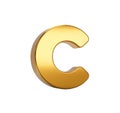 3D rendering of gold alphabet capital letter C isolated on white background Royalty Free Stock Photo