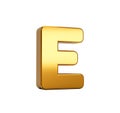 3D rendering of gold alphabet capital letter E isolated on white background Royalty Free Stock Photo