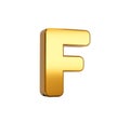 3D rendering of gold alphabet capital letter F isolated on white background Royalty Free Stock Photo