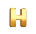 3D rendering of gold alphabet capital letter H isolated on white background Royalty Free Stock Photo