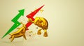 3d rendering gold bull and bear business content