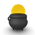 3D Rendering of gold coin in pot of gold Royalty Free Stock Photo