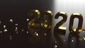 3d rendering 2020 gold number for new year concept