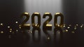 3d rendering 2020 gold number for new year concept