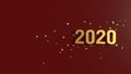 3d rendering 2020 gold number for new year concept