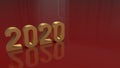 3d rendering 2020 gold number for new year concept