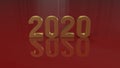 3d rendering 2020 gold number for new year concept