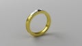 3d rendering of a gold ring with platinum design and black diamond Royalty Free Stock Photo
