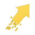 3d rendering golden arrow rises up icon. 3d render yellow arrow grow up icon. Golden arrow rises up.