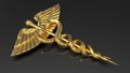 3D rendering - Golden Caduceus with reflections Royalty Free Stock Photo