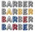 Various colors 3D rendering typography design graphic image used for barber shop decoration.