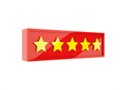 3d rendering golden five stars in red frame Royalty Free Stock Photo
