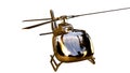 3d rendering of a golden helicopter on isolated on a white background