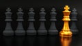 3D rendering of Golden king chess and other chess, Dare to be a different concept