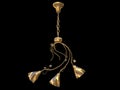 3d rendering of a golden lamp pendant isolated on a black background Royalty Free Stock Photo