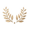 3d rendering golden laurel wreath. Trophy, award, champion victory concept