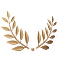 3d rendering golden laurel wreath. Trophy, award, champion victory concept