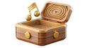Golden music box with note on white background Royalty Free Stock Photo