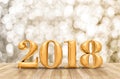 2018 3d rendering golden new year number in perspective room wit Royalty Free Stock Photo