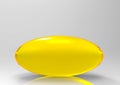 3d rendering. golden omega 3 pill from cod fish on gray space background.