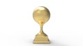 3D rendering of a golden precious soccer football award thropy championship award achievement. Tournament victory win