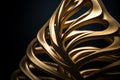 3d rendering of a golden sculpture on a black background