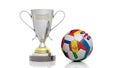 3d rendering of a Golden Silver trophy and soccer ball Royalty Free Stock Photo