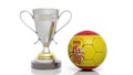 3d rendering of a Golden Silver trophy and soccer ball Royalty Free Stock Photo