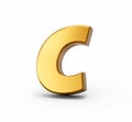 3d rendering of the golden small letter c isolated on a white background