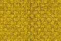 3d rendering. golden small square pixel bit shape block wall background