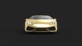 3d rendering of a golden sports car isolated in black background