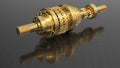 3D rendering - golden transmission shaft