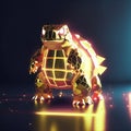 3d rendering of a golden turtle in a low poly style. AI generated